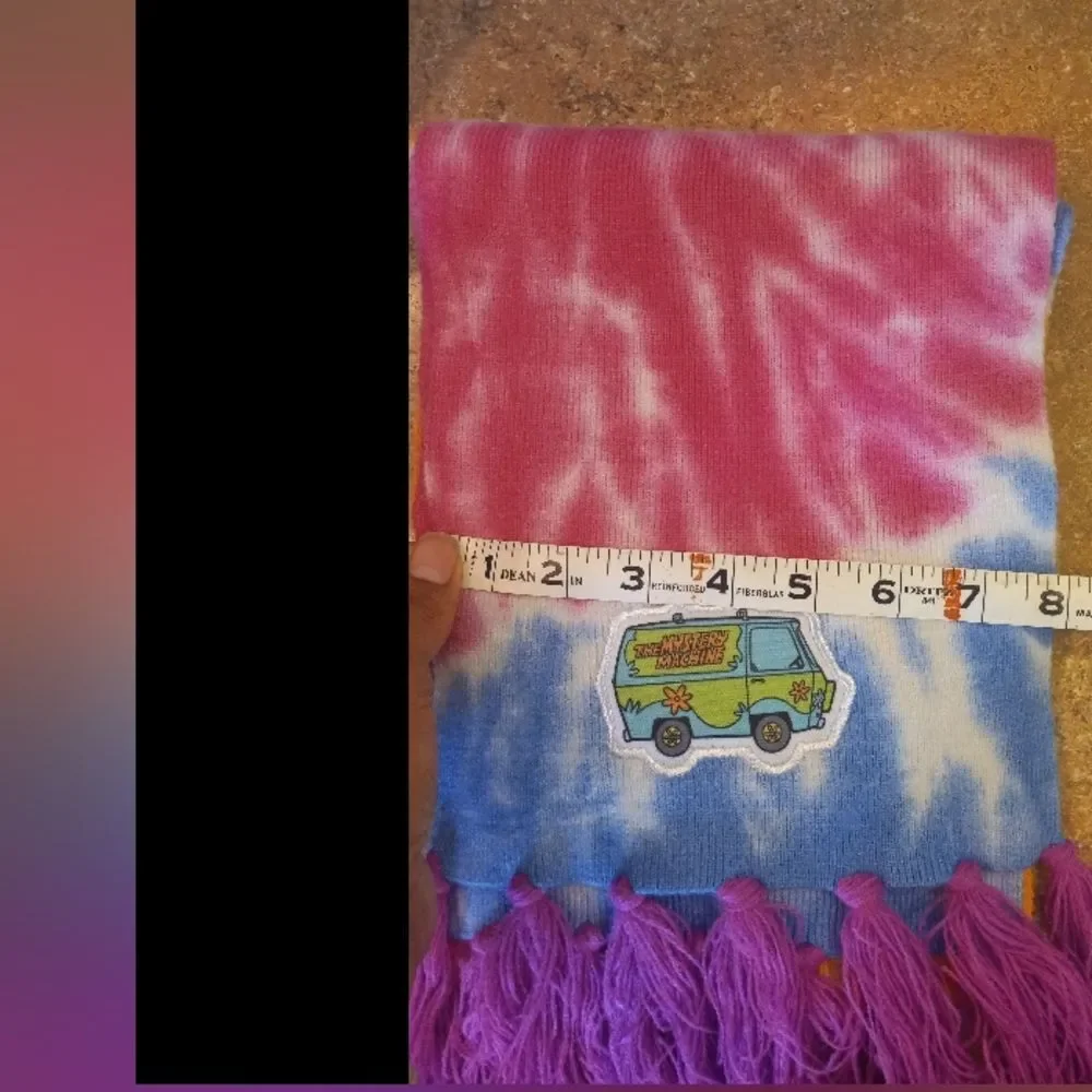 NWOTScooby Doo Mystery Machine Tie Dye All Over Scarf With Tassels Adult Unisex